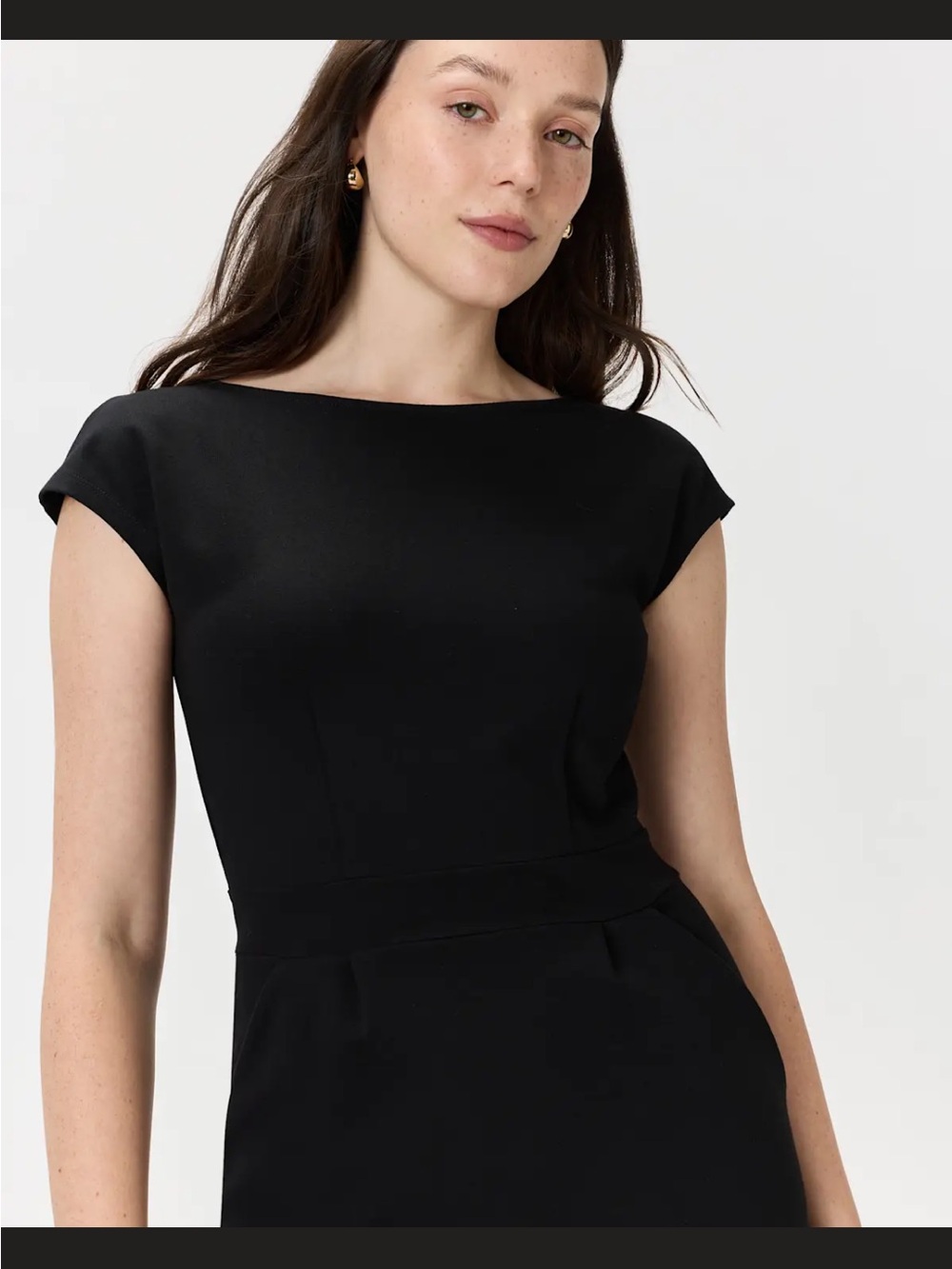 QUINCE NWT Ultra-Stretch Ponte Cap Sleeve Dress Black M - Picture 6 of 9